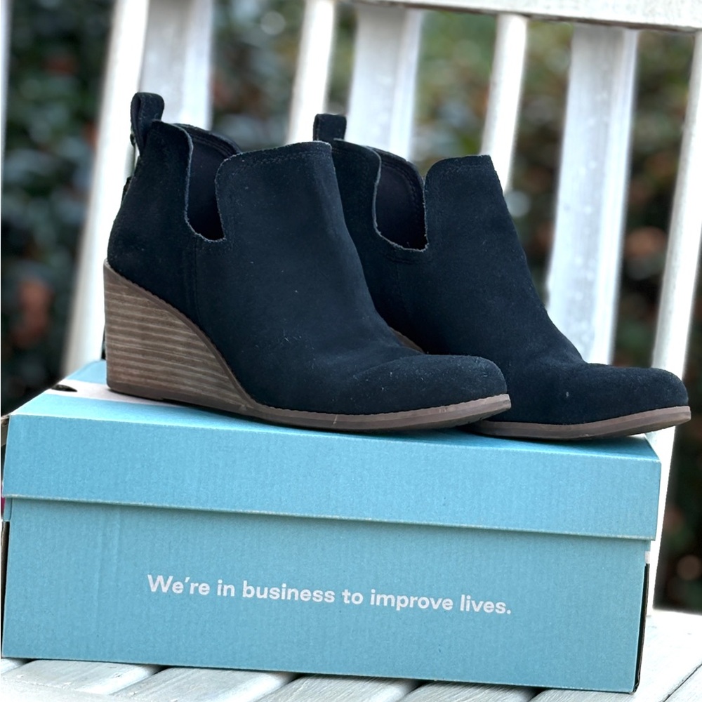Toms Black Suede Ankle Booties